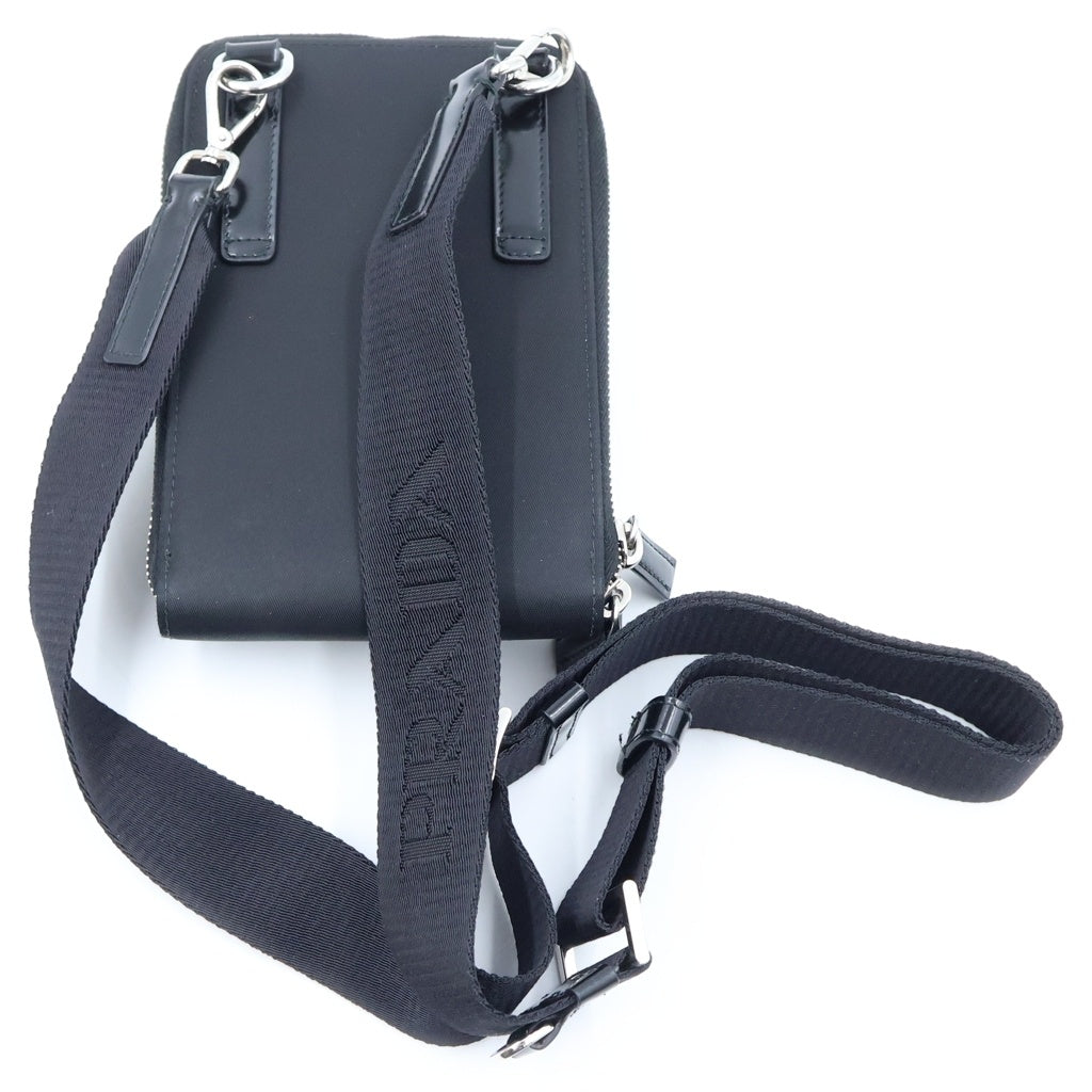 PRADA(プラダ) PHONE CASE SHORDER リナイロン ロゴ 三角プレート レザーフォンケース ショルダーバッグ ブラック 2ZT060 レディース