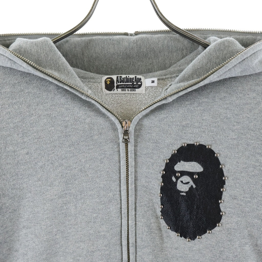 A BATHING APE(アベイシングエイプ) エイプヘッドプリント ジップアップ パーカー グレー 001ZPD801006X レディース