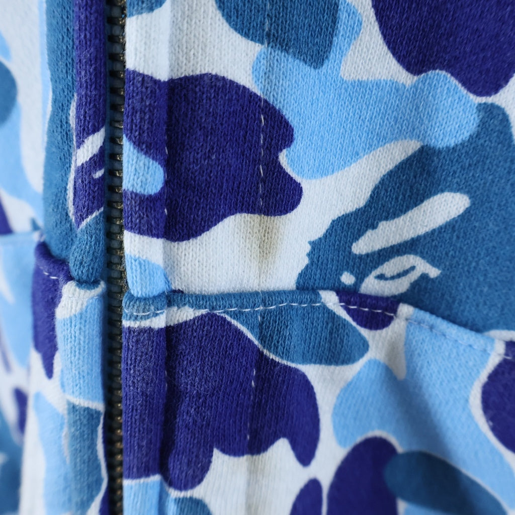 A BATHING APE(アベイシングエイプ) AMO DUBLE SHARK HOODIE アモ シャーク ジップアップ パーカー ブルー レディース