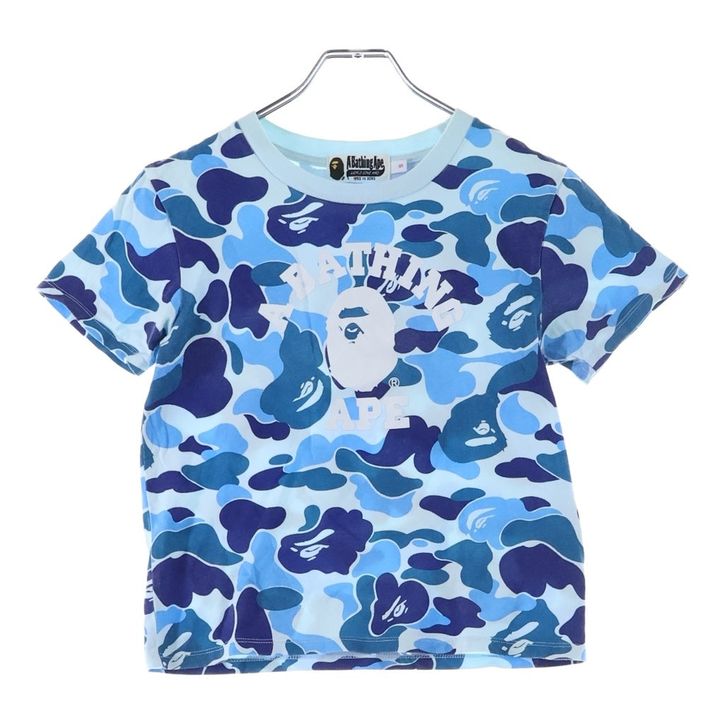 A BATHING APE(アベイシングエイプ) ABC Camo Baby カモ柄 クルーネック 半袖Tシャツ ブルー 001CSK802004L レディース