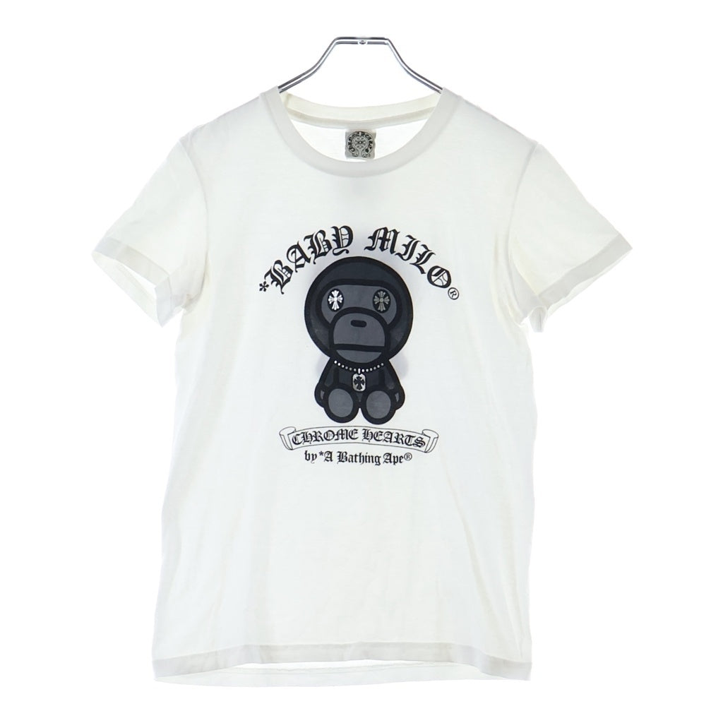 CHROME HEARTS(クロムハーツ) ×A BATHING APE BABY MILO TEE アベイジング エイプ コラボ フロント ホースシューロゴプリント クルーネック コットン 半袖Tシャツ カットソー レディース