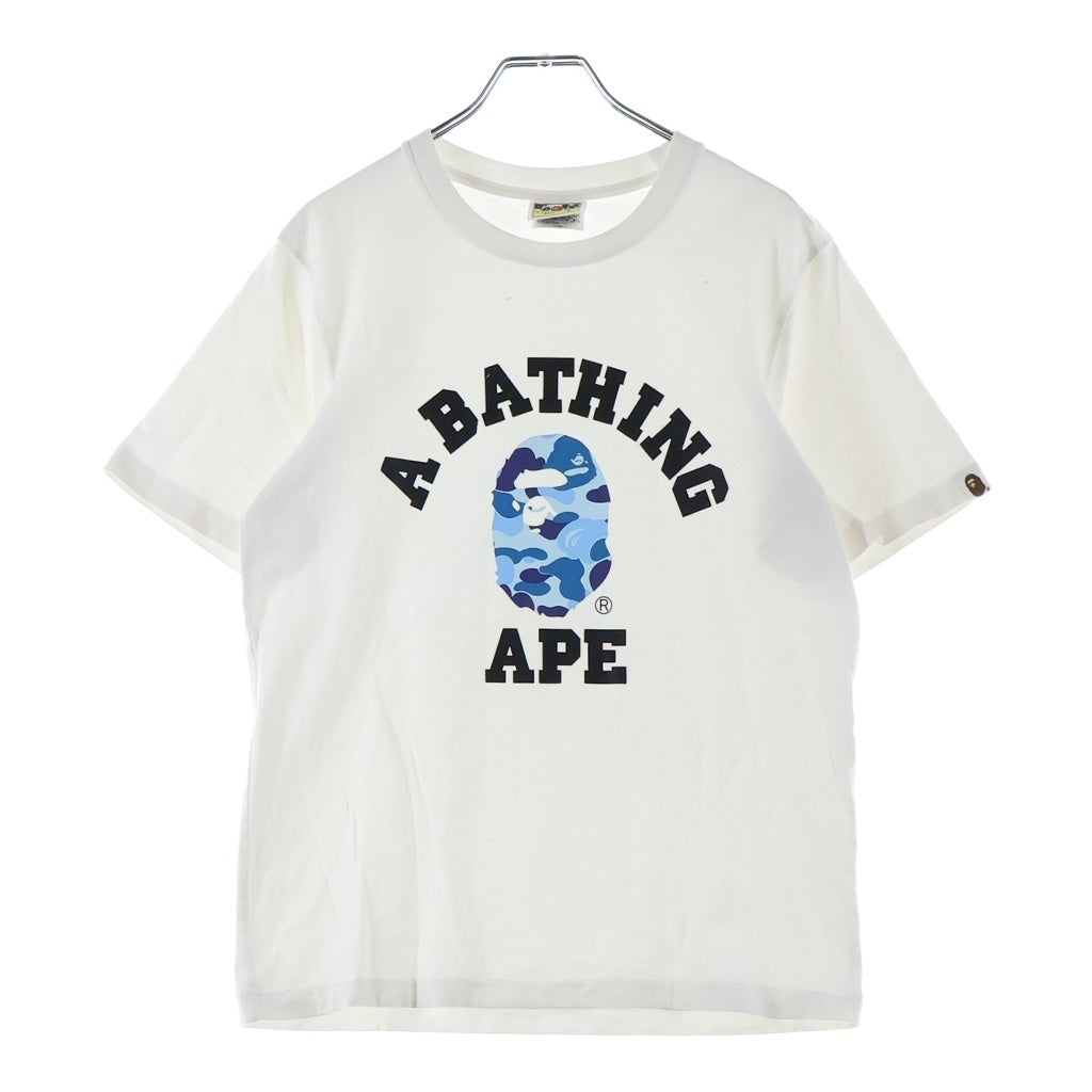 A BATHING APE(アベイシングエイプ) ABC Camo APE HEAD カモ柄 エイプヘッドプリント クルーネック 半袖Tシャツ ホワイト レディース 0ZXTEW210005N