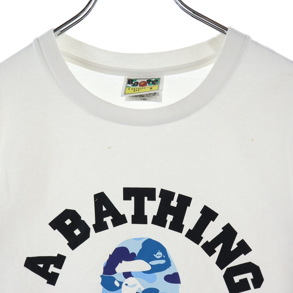 A BATHING APE(アベイシングエイプ) ABC Camo APE HEAD カモ柄 エイプヘッドプリント クルーネック 半袖Tシャツ ホワイト レディース 0ZXTEW210005N