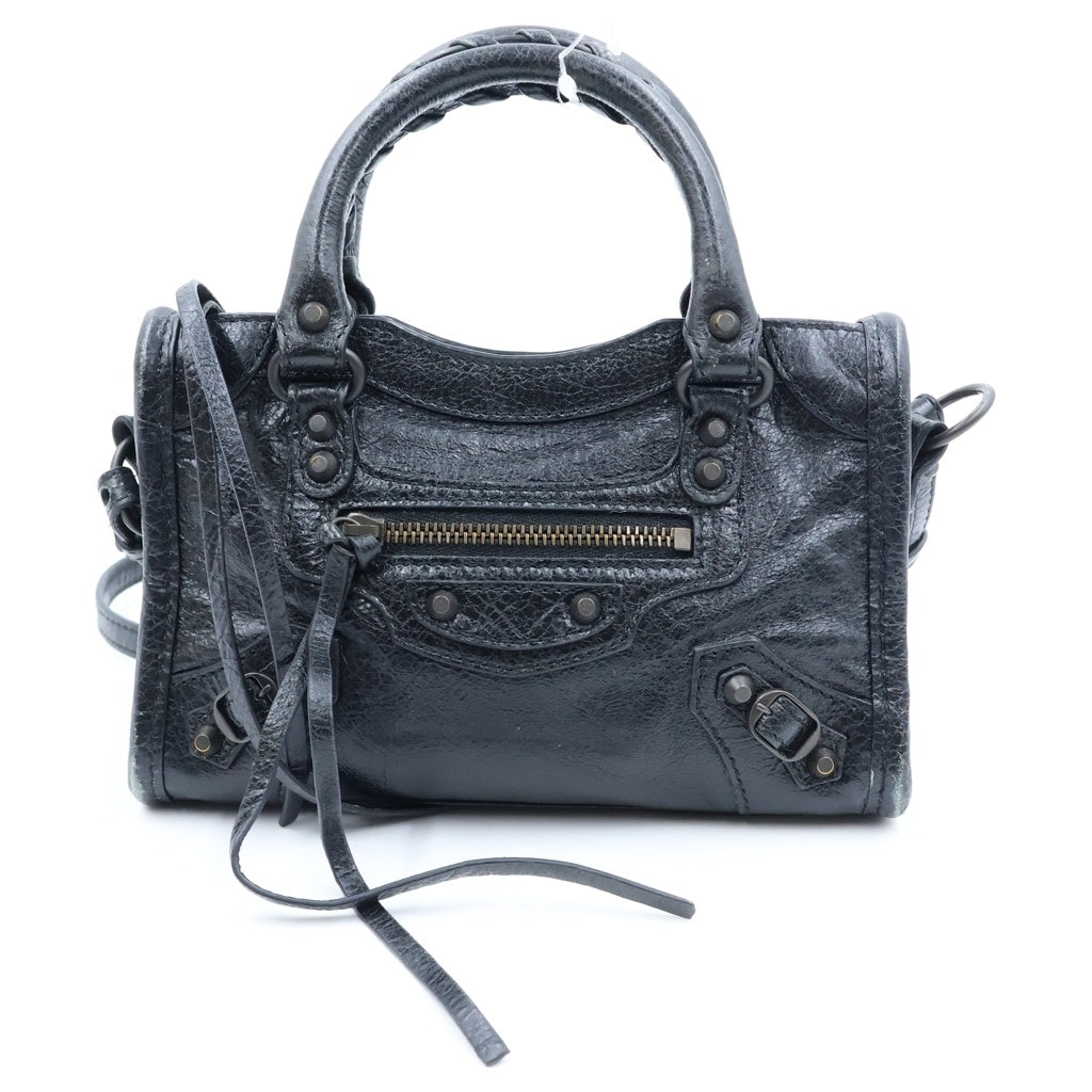 BALENCIAGA(バレンシアガ) Le City Nano ル シティ ナノ 2Way レザー ハンドバッグ ショルダーバッグ ブラック 8196712ABEK1000