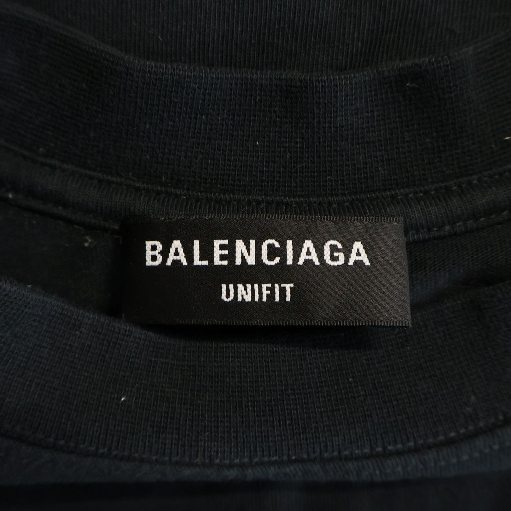 BALENCIAGA(バレンシアガ) フロントタイガープリント クルーネック半袖Tシャツ ショートスリーブカットソー ブラック NJ06 681314 TLVH2