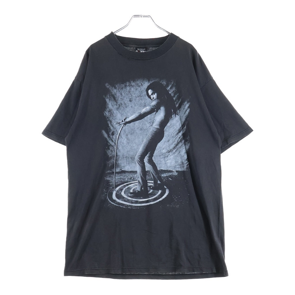 VINTAGE(ヴィンテージ) 90s Lenny kravitz レニークラヴィッツ フロントプリント クルーネック半袖Tシャツ ショートスリーブカットソー ブラック
