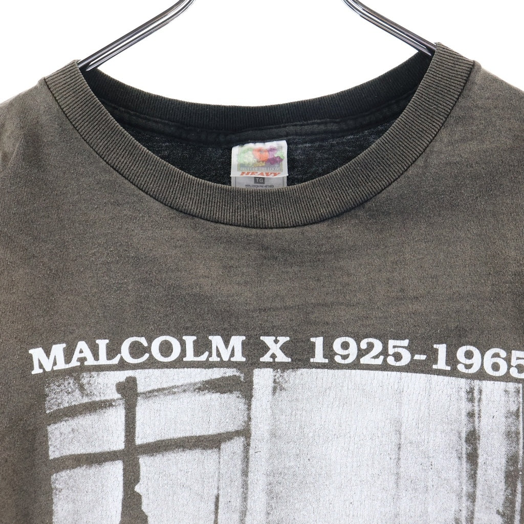 VINTAGE(ヴィンテージ) 90s MALCOLM X マルコムX 両面プリント クルーネック半袖Tシャツ ショートスリーブカットソー グレー