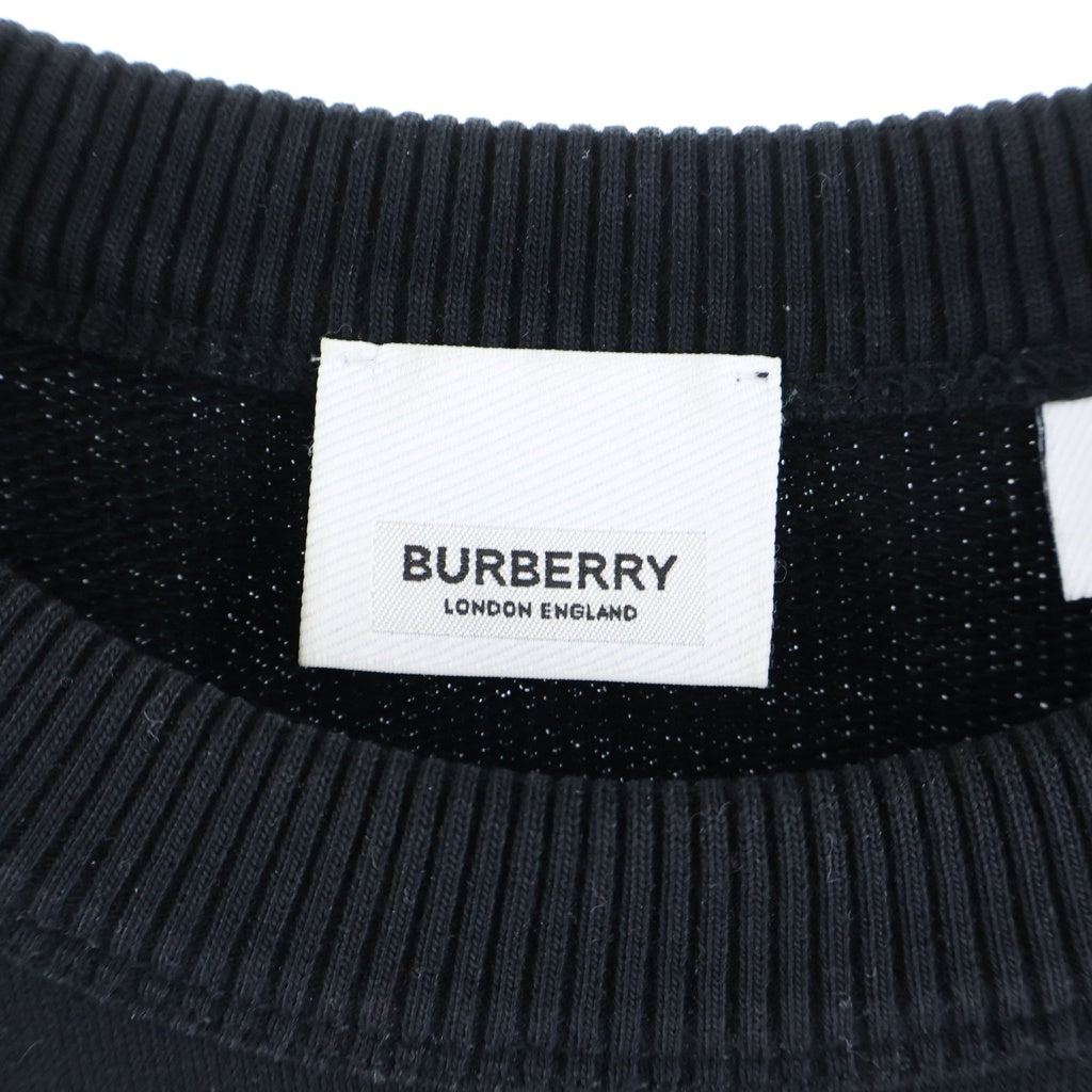 BURBERRY(バーバリー) フロントロゴレザーモノグラムモチーフパッチ クルーネック 長袖スウェット トレーナー ブラック 8041700/72B