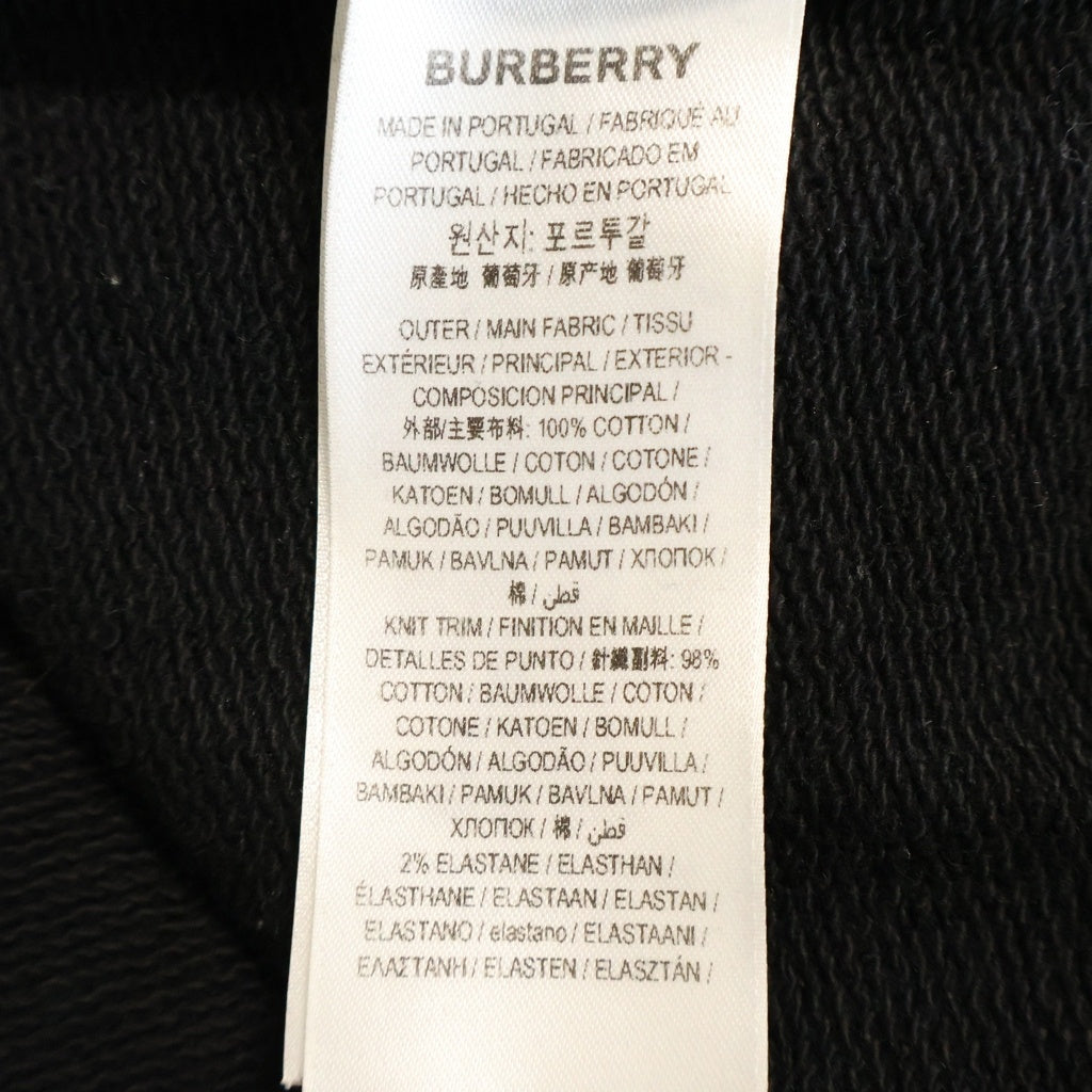 BURBERRY(バーバリー) フロントロゴレザーモノグラムモチーフパッチ クルーネック 長袖スウェット トレーナー ブラック 8041700/72B