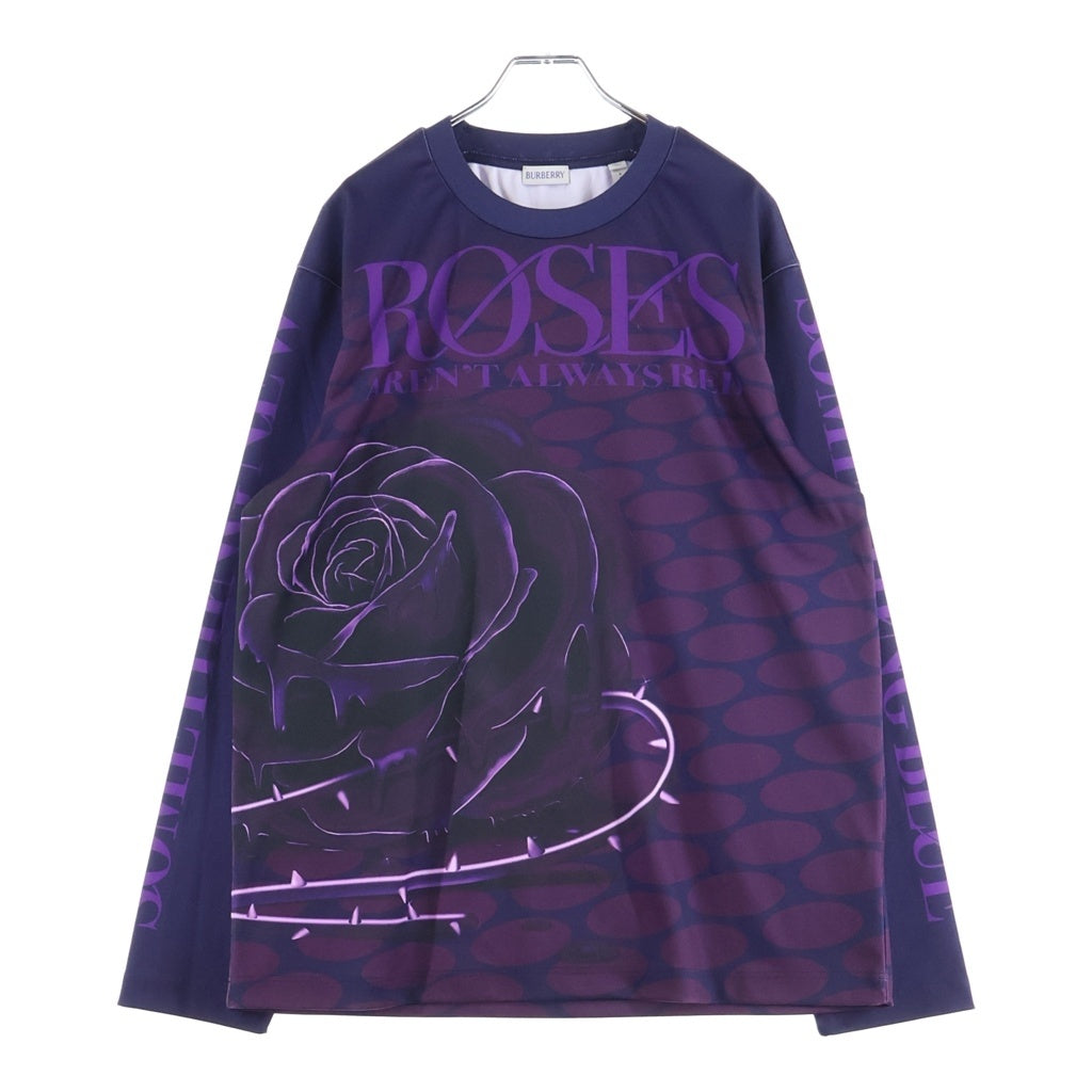 BURBERRY(バーバリー) ローズ総柄 クルーネック 長袖Tシャツ パープル 8077332/73E