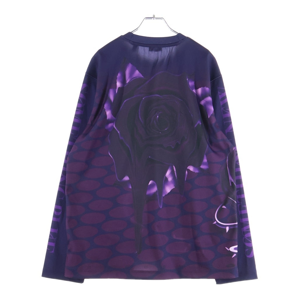 BURBERRY(バーバリー) ローズ総柄 クルーネック 長袖Tシャツ パープル 8077332/73E