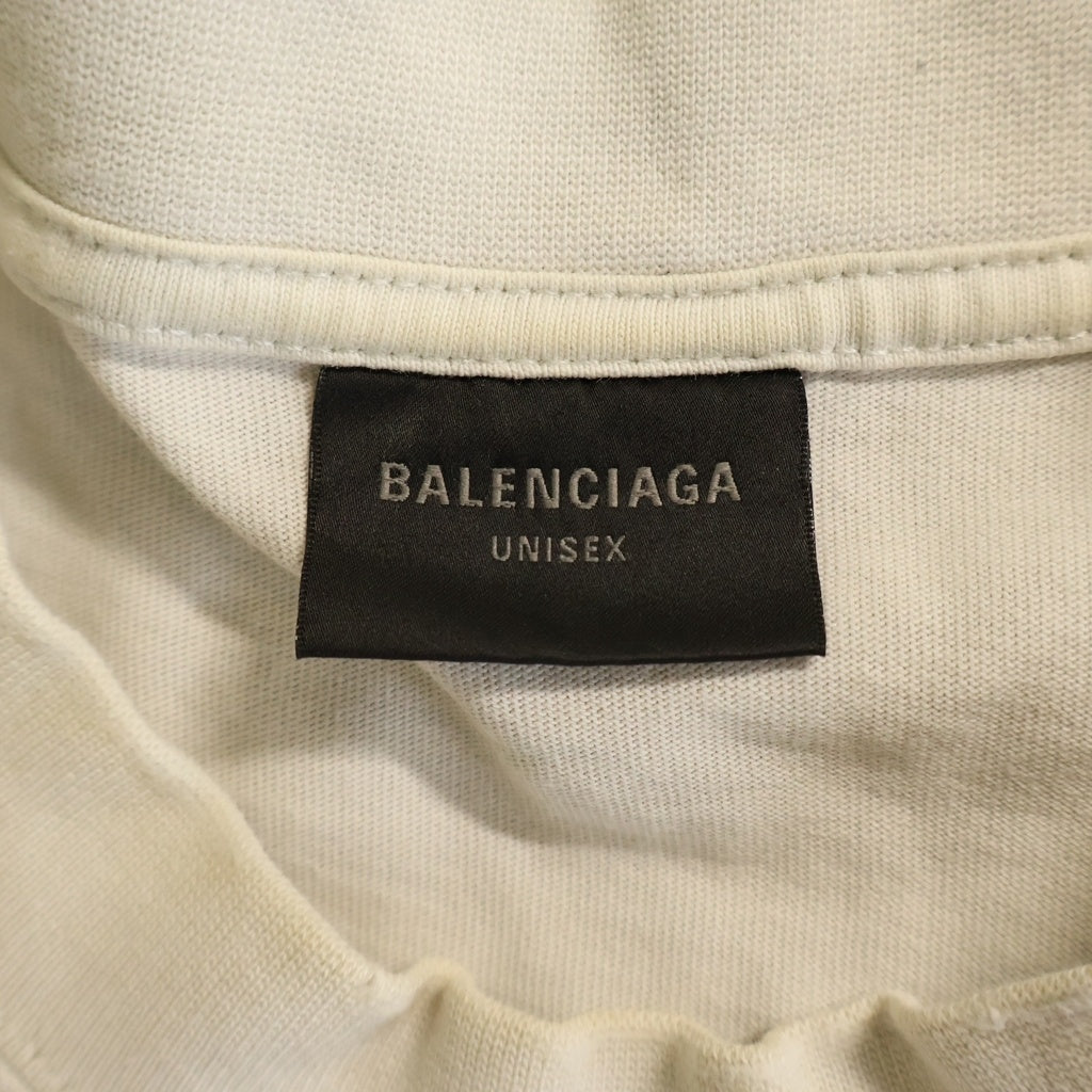 BALENCIAGA(バレンシアガ) 23SS クラッシュダスト加工ワッペン クルーネック 半袖Tシャツ ホワイト 739028 T0VN2