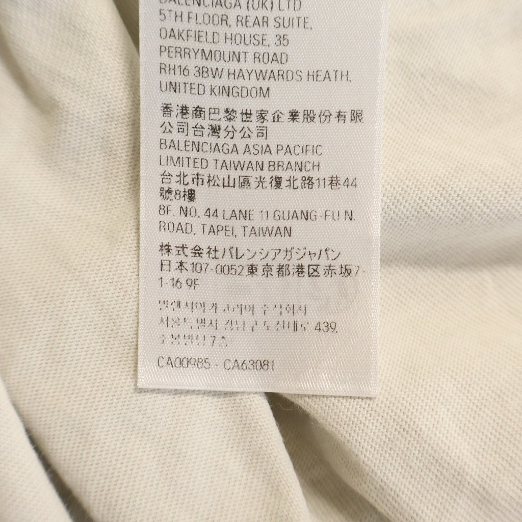 BALENCIAGA(バレンシアガ) 23SS クラッシュダスト加工ワッペン クルーネック 半袖Tシャツ ホワイト 739028 T0VN2