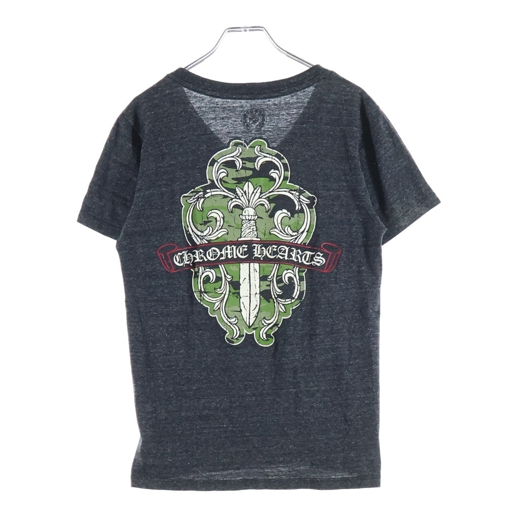 CHROME HEARTS(クロムハーツ) ヴァインダガープリント Vネック 半袖Tシャツ ショートスリーブカットソー グレー