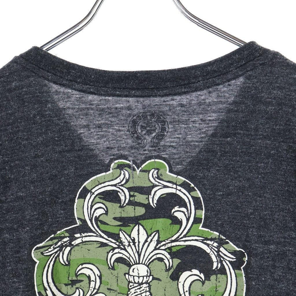 CHROME HEARTS(クロムハーツ) ヴァインダガープリント Vネック 半袖Tシャツ ショートスリーブカットソー グレー