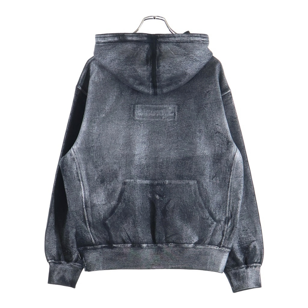 SUPREME(シュプリーム) 24SS ×MM6 Maison Margiela Foil Box Logo Hooded Sweatshirt エムエムシックスメゾンマルジェラ ボックスロゴ プルオーバーパーカー フーディー ブラック/シルバー