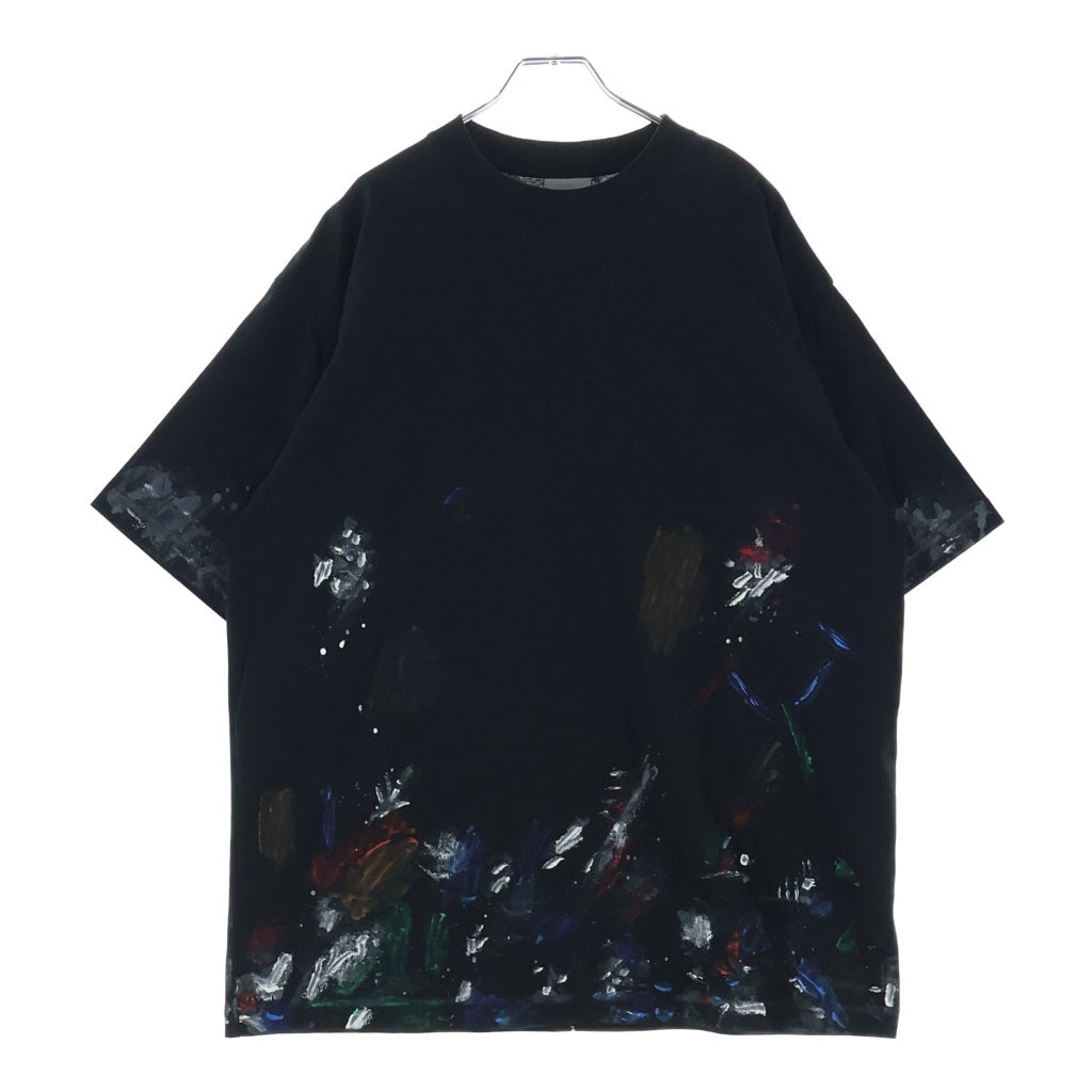 BALENCIAGA(バレンシアガ) ロゴ刺繍 ペイント加工 オーバーサイズTシャツ ブラック