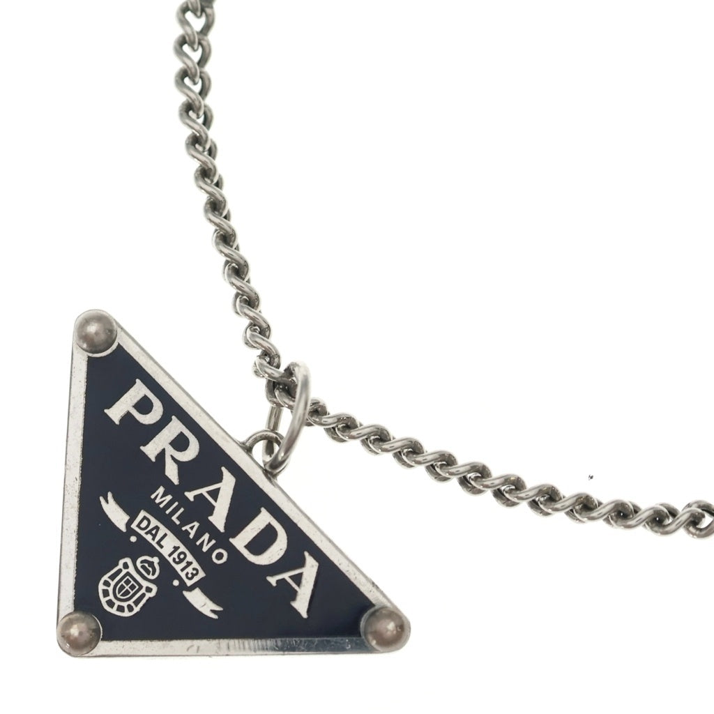PRADA(プラダ) シンボル 三角ロゴプレート チェーンネックレス シルバー