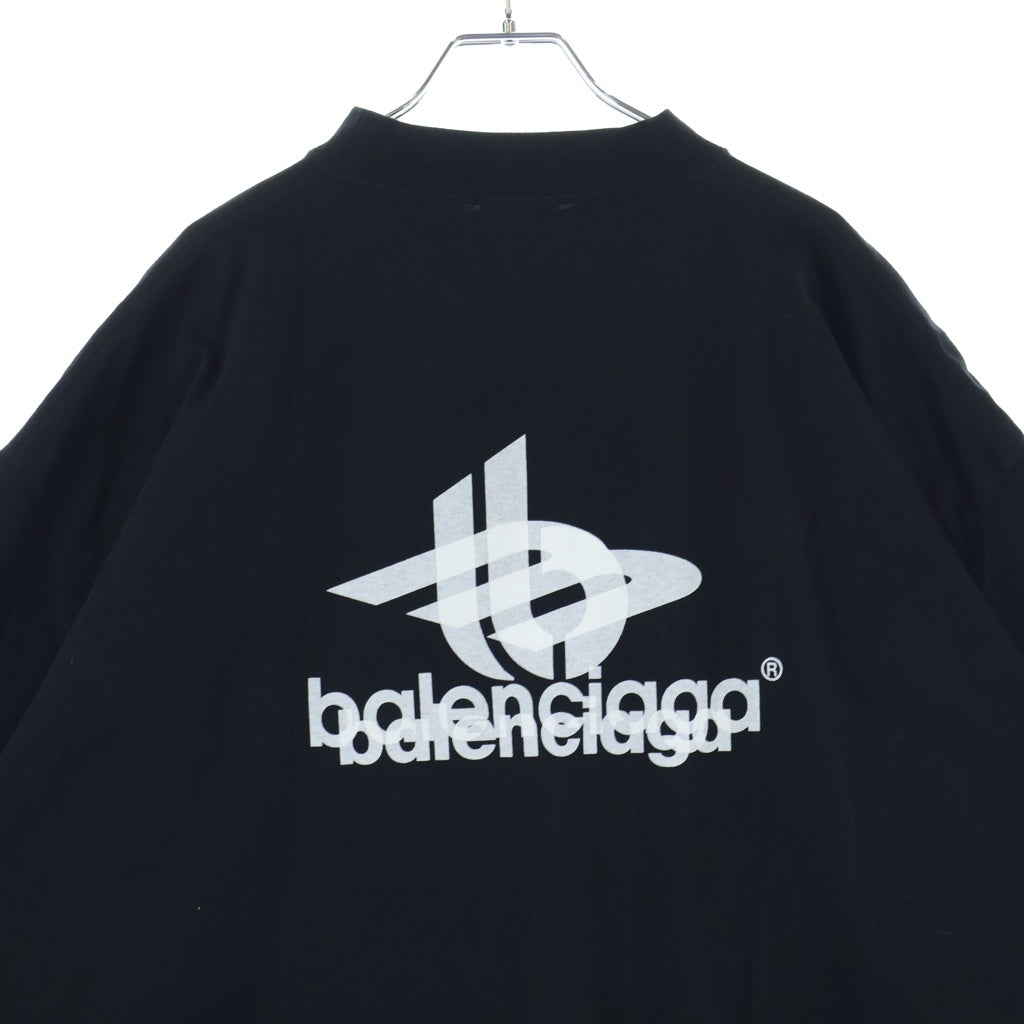 BALENCIAGA(バレンシアガ) 23AW レイヤードスポーツロゴ クルーネック半袖Tシャツカットソー ブラック 739028 TPVF2