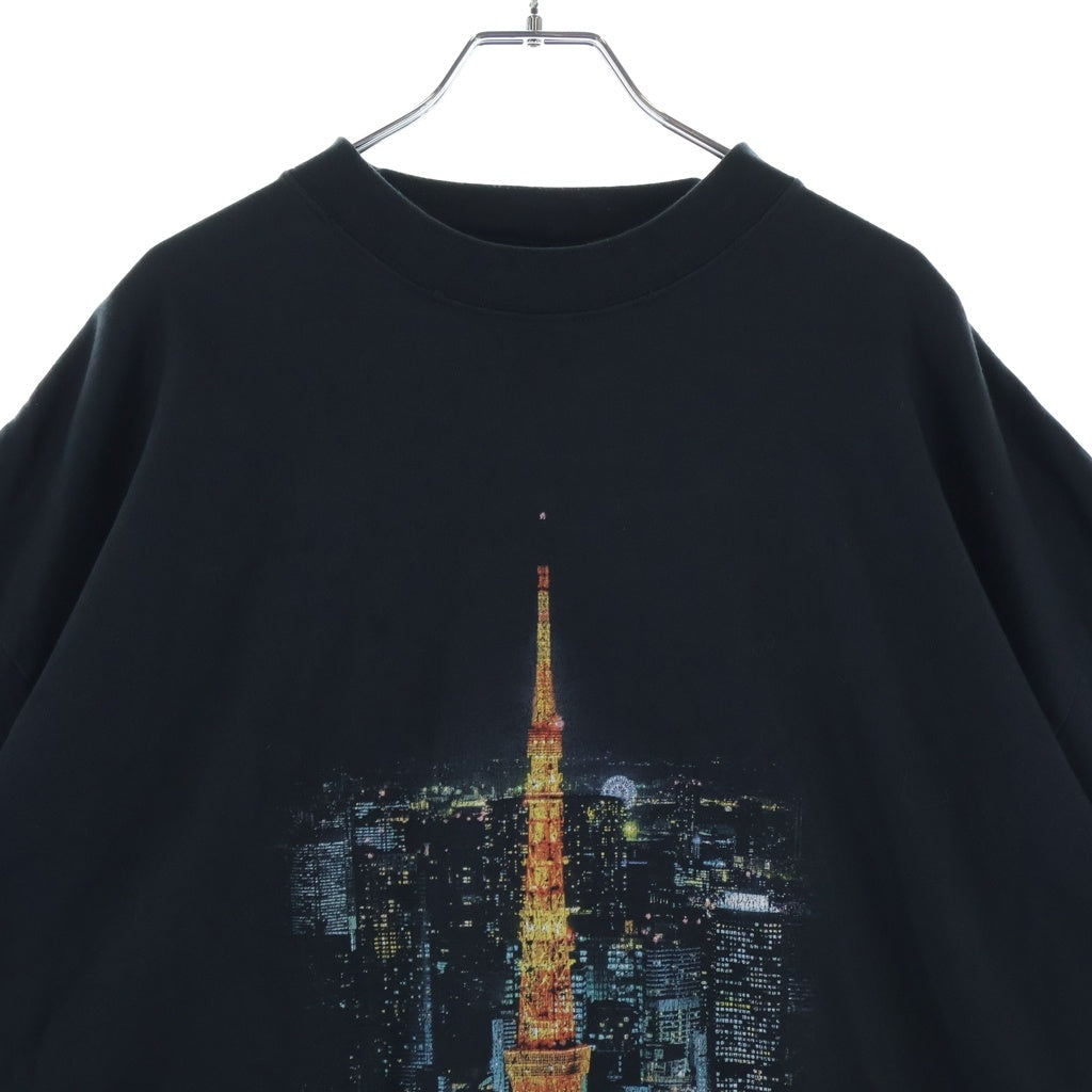 BALENCIAGA(バレンシアガ) 24SS GINZA STORE S/S TEE フロントプリント クルーネック 半袖Tシャツ ブラック 787349 TQV75
