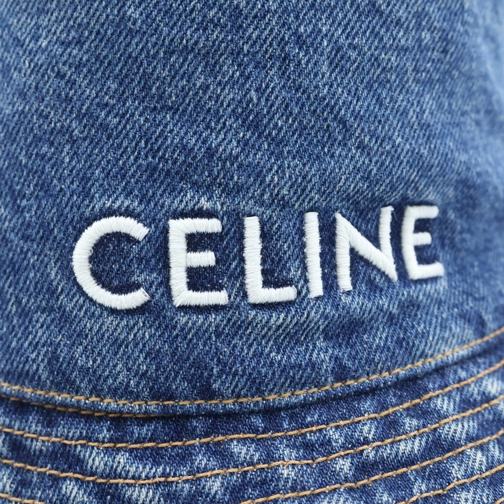 CELINE(セリーヌ) 22AW ロゴ刺繍 デニム バケットハット インディゴ 2AUO8930F