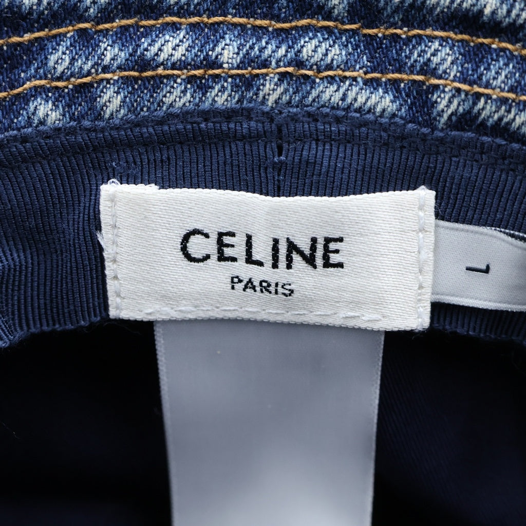 CELINE(セリーヌ) 22AW ロゴ刺繍 デニム バケットハット インディゴ 2AUO8930F
