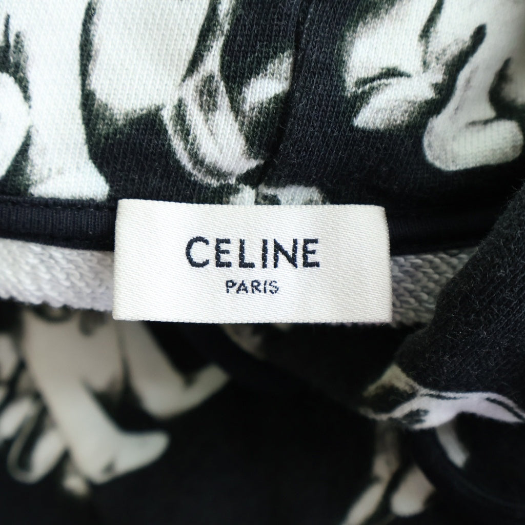 CELINE(セリーヌ) 22SS AMY DORIAN ARTIST PRINT HOODIE アニマル柄 プルオーバーパーカー ブラック 2Y641427Q