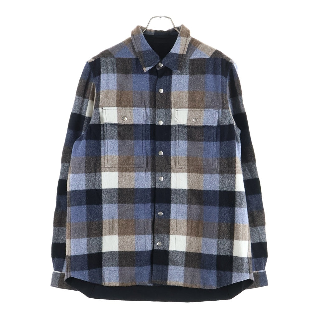 Rick Owens(リックオウエンス) 24AW OUTER SHIRT RU02D6729-WLDP 長袖チェック柄 シャツ ジャケット ブラウン
