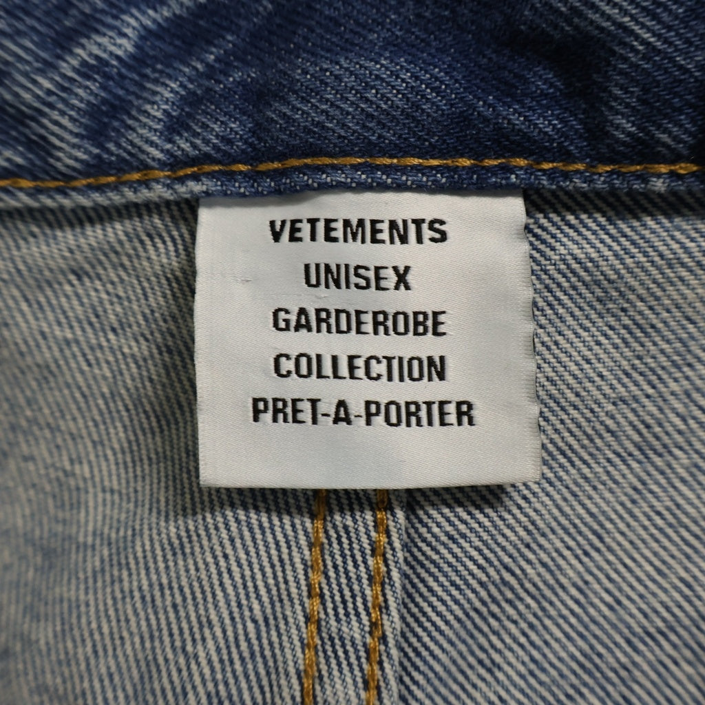 VETEMENTS(ヴェトモン) ダメージ バギージーンズ ワイドデニムパンツ インディゴ