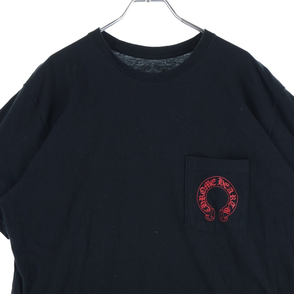 CHROME HEARTS(クロムハーツ) バックセメタリークロス ホースシュープリント 半袖クルーネックTシャツカットソー ブラック/レッド