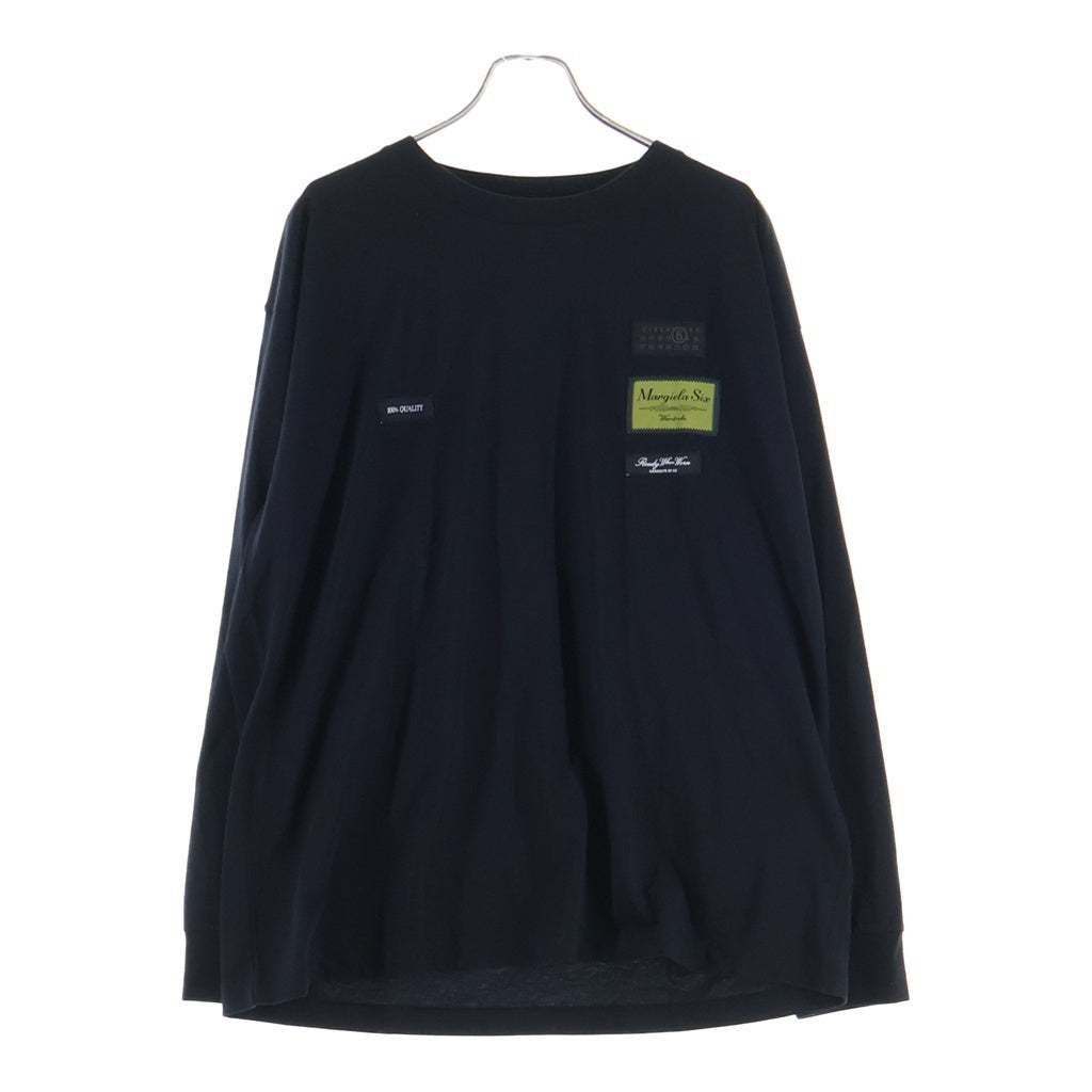 MM6 Maison Margiela(エムエムシックスメゾンマルジェラ) ロゴパッチ クルーネック長袖Tシャツ ロングスリーブカットソー ブラック SH0NH0023 M20170
