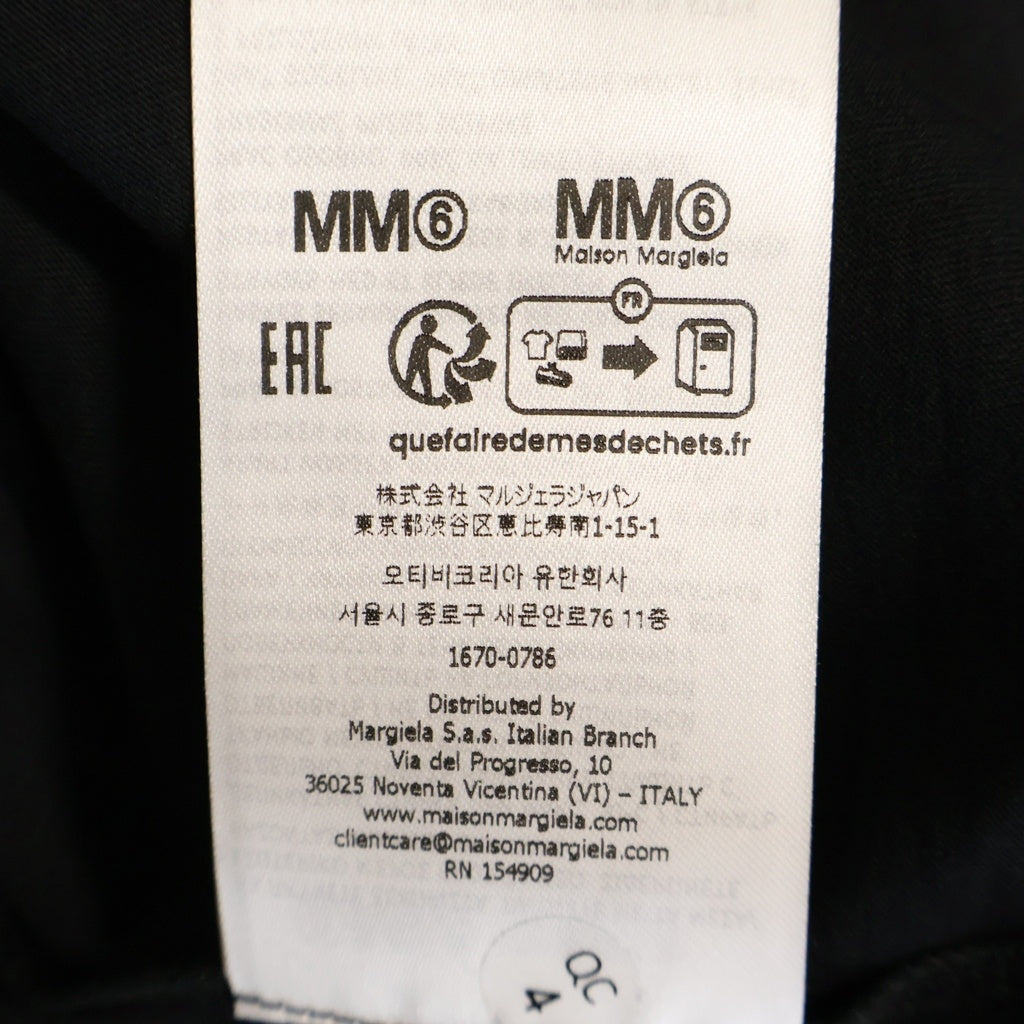MM6 Maison Margiela(エムエムシックスメゾンマルジェラ) ロゴパッチ クルーネック長袖Tシャツ ロングスリーブカットソー ブラック SH0NH0023 M20170