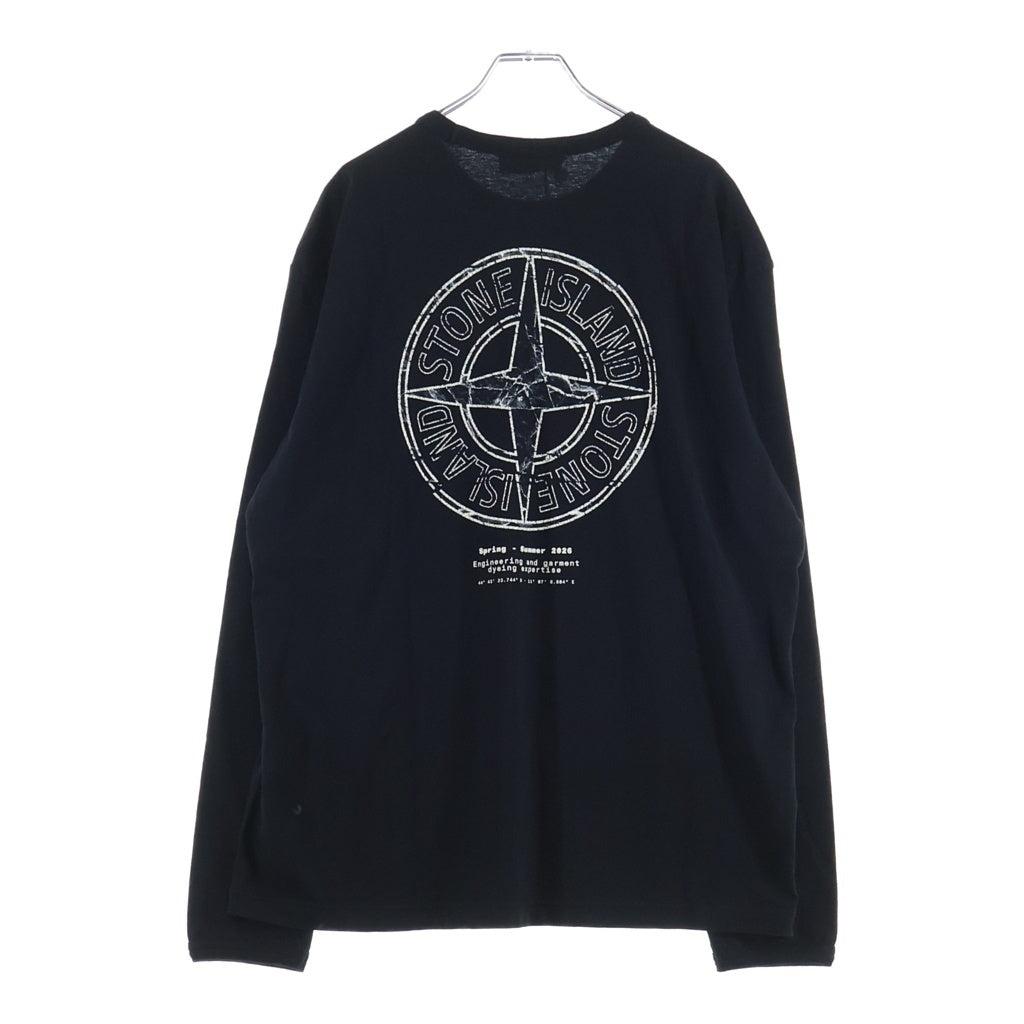 STONE ISLAND(ストーンアイランド) T-SHIRT M/LUNGA フロントプリント クルーネック長袖Tシャツ ロングスリーブカットソー ブラック L1S152100003S0292