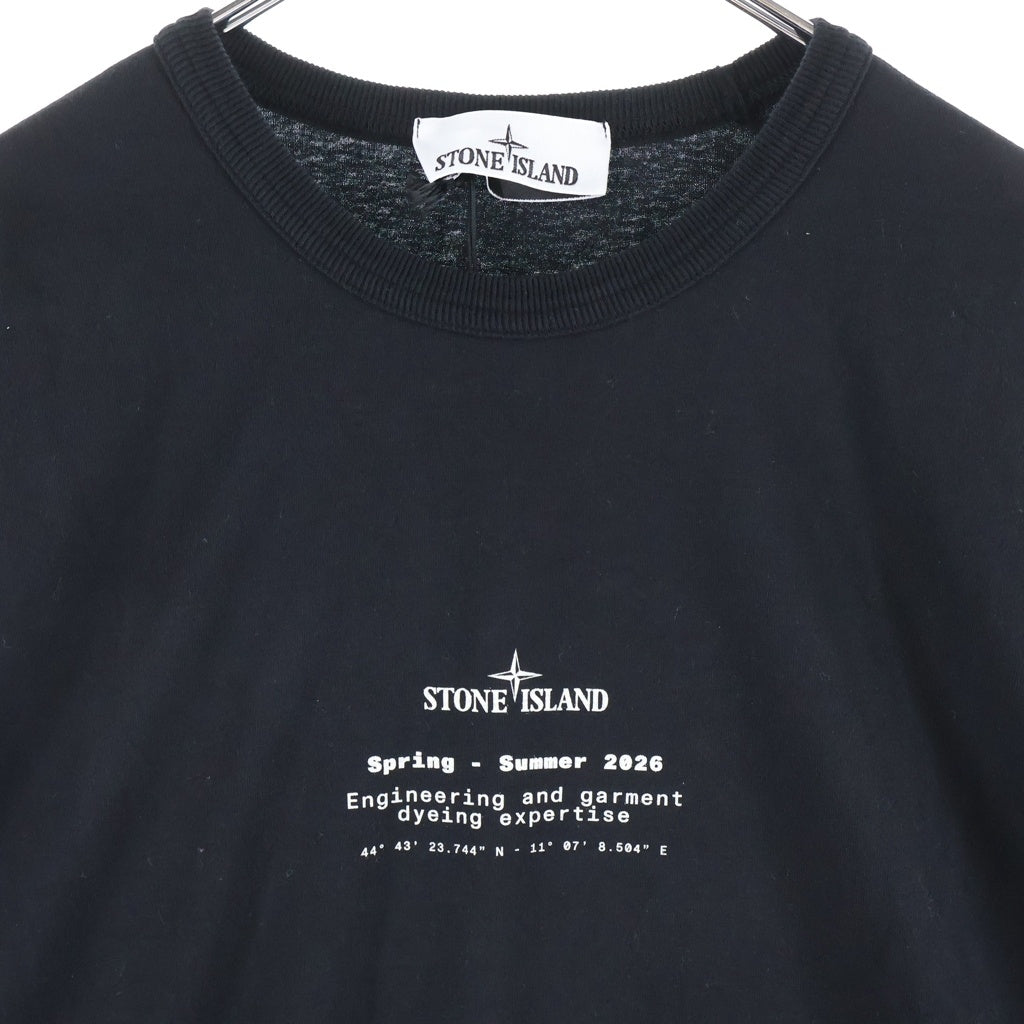 STONE ISLAND(ストーンアイランド) T-SHIRT M/LUNGA フロントプリント クルーネック長袖Tシャツ ロングスリーブカットソー ブラック L1S152100003S0292