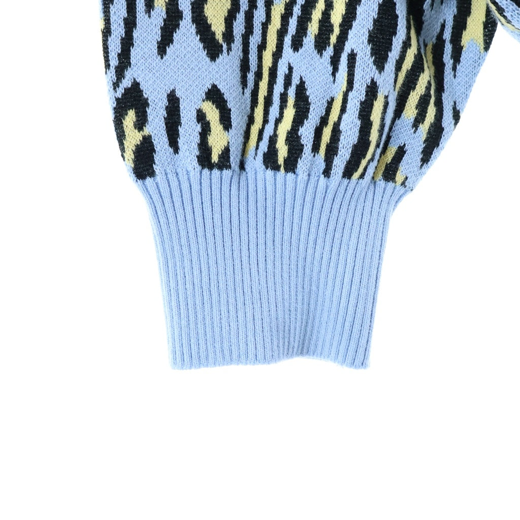 WACKO MARIA(ワコマリア) LEOPARD JACQUARD KNIT CARDIGAN レオパード ニット カーディガン ライトブルー WMK-KN28