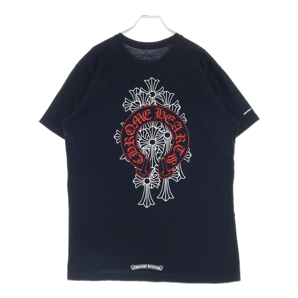 CHROME HEARTS(クロムハーツ) BACK HORSESHOE CEMETERY CROSS バック ホースシュー セメタリークロスプリント クルーネック半袖Tシャツ ブラック