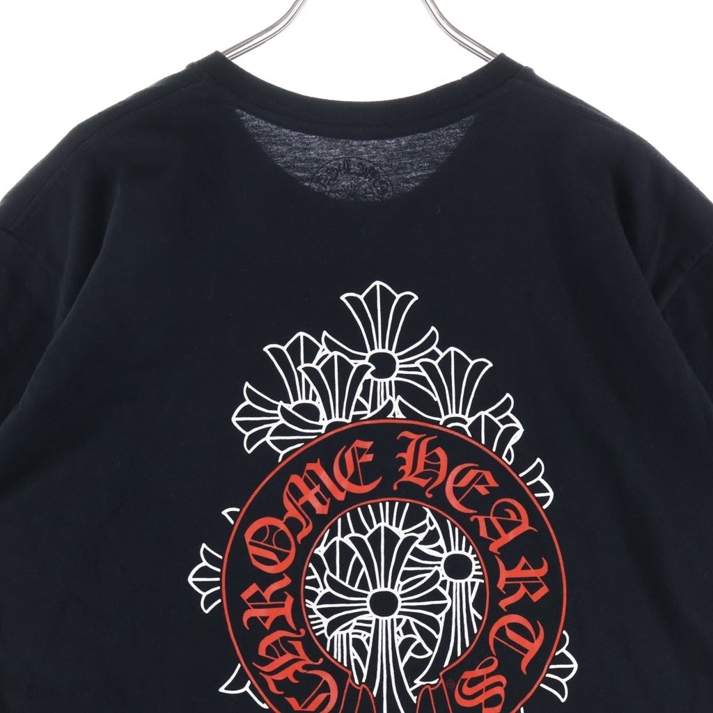 CHROME HEARTS(クロムハーツ) BACK HORSESHOE CEMETERY CROSS バック ホースシュー セメタリークロスプリント クルーネック半袖Tシャツ ブラック