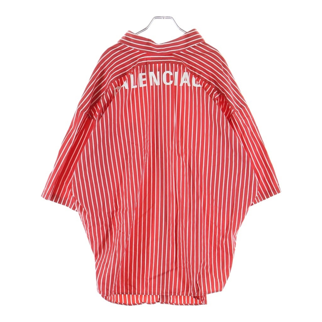 BALENCIAGA(バレンシアガ) バックロゴ オーバーサイズ ストライプ 半袖シャツ レッド 622051 TIM22