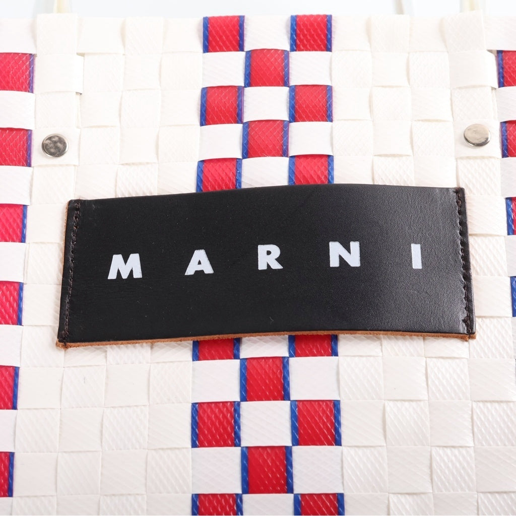 MARNI(マルニ) フラワーカフェ ピクニック カゴ トートバッグ ホワイト/レッド SHMH006A01 レディース