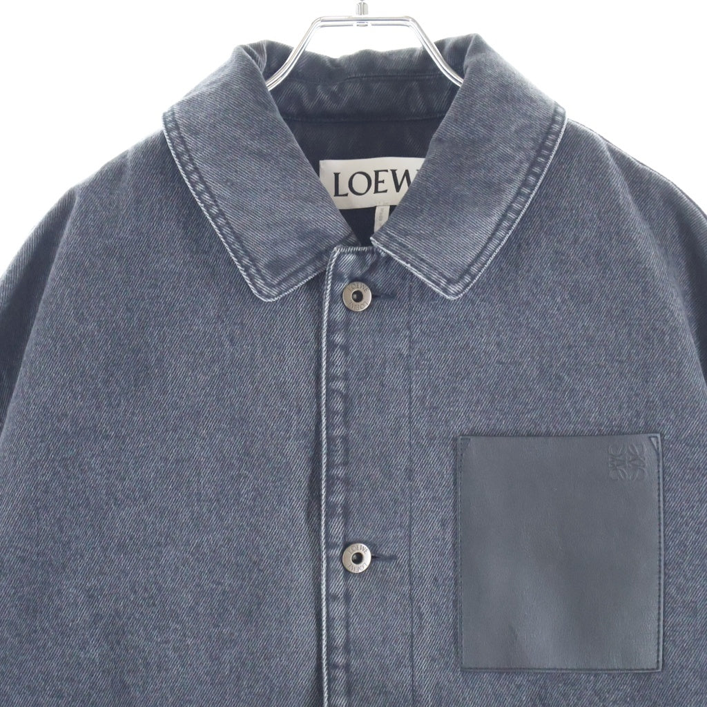 LOEWE(ロエベ) レザーポケット デニムワークジャケット Gジャン ブラック H526Y50W23