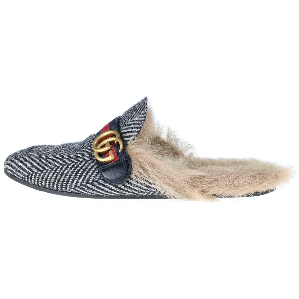 GUCCI(グッチ) 18AW ミケーレ期 プリンスタウン ファーサンダル ブラック/ホワイト