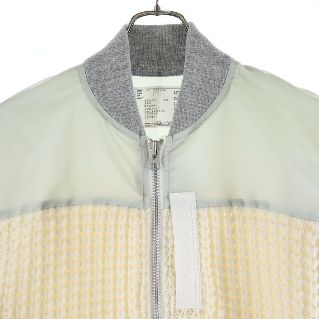Sacai(サカイ) 21AW FAUX SHEARLING NYLON TWILL BLOUSON フェイクシェアリング ナイロンツイルブルゾン ジップアップジャケット 21-02635M