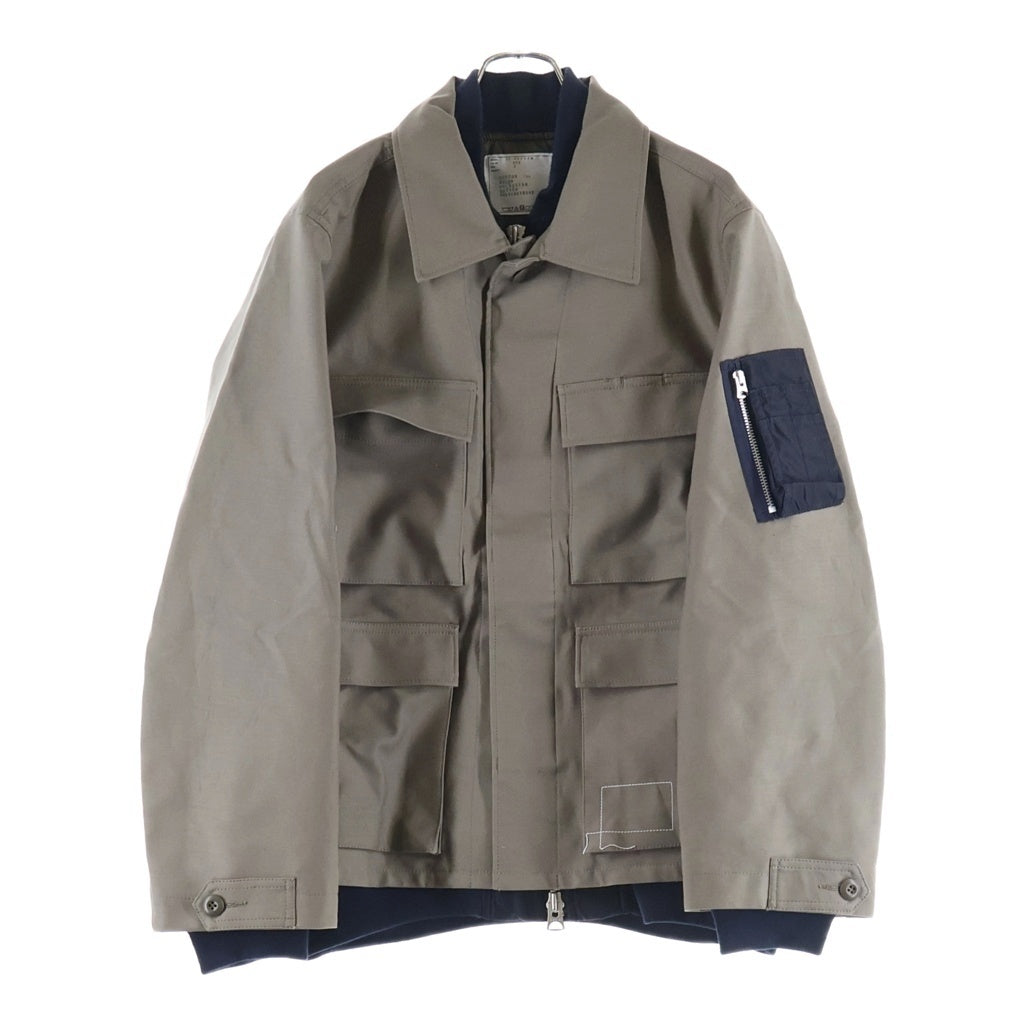 Sacai(サカイ) 25SS ×WTAPS COTTON BACK SATIN JACKET ダブルタップス コットン バック サテン ワークジャケット チャコールグレー 25-03694M