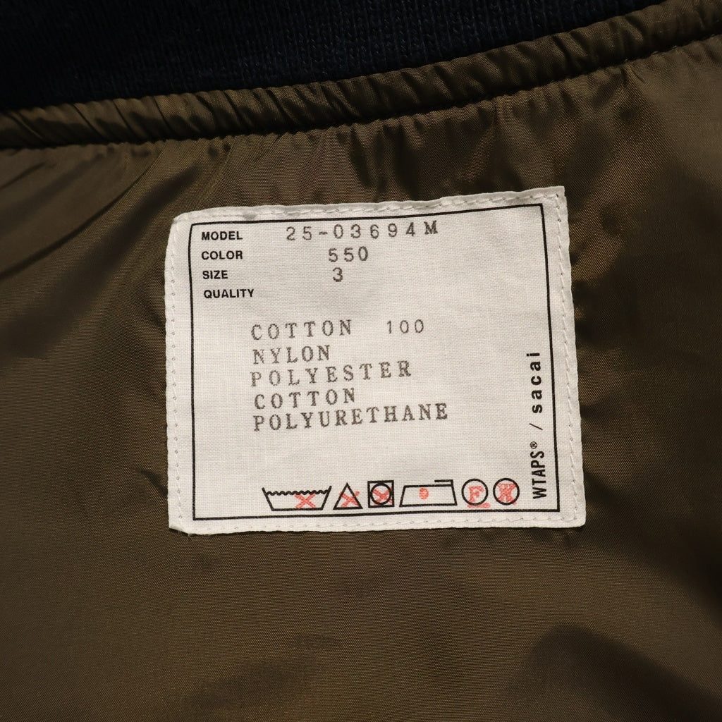 Sacai(サカイ) 25SS ×WTAPS COTTON BACK SATIN JACKET ダブルタップス コットン バック サテン ワークジャケット チャコールグレー 25-03694M