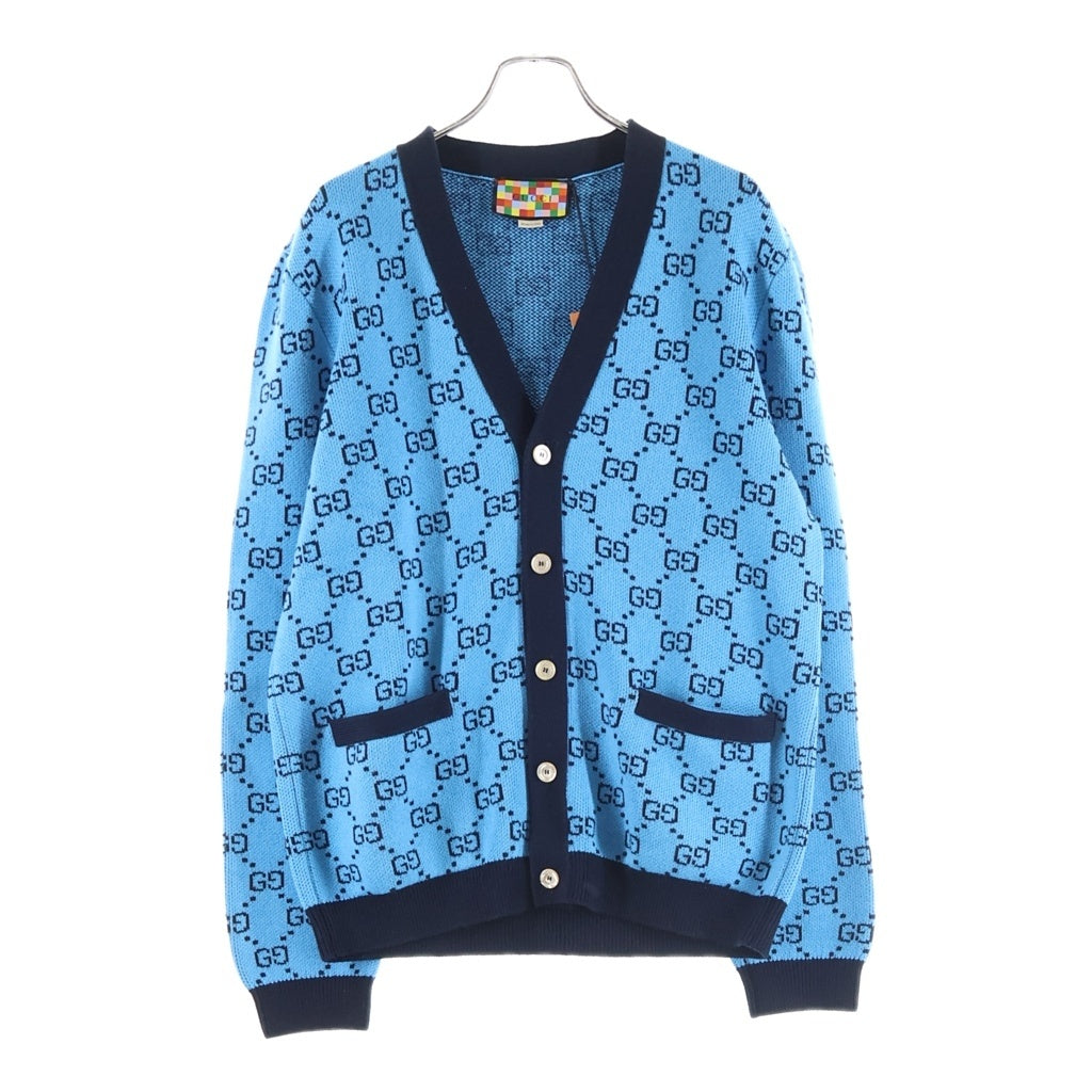 GUCCI(グッチ) GG総柄 長袖ニットカーディガン ブルー 661156 XKBXI