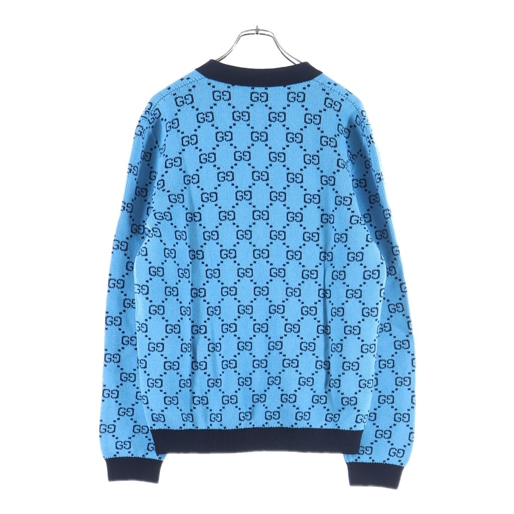 GUCCI(グッチ) GG総柄 長袖ニットカーディガン ブルー 661156 XKBXI