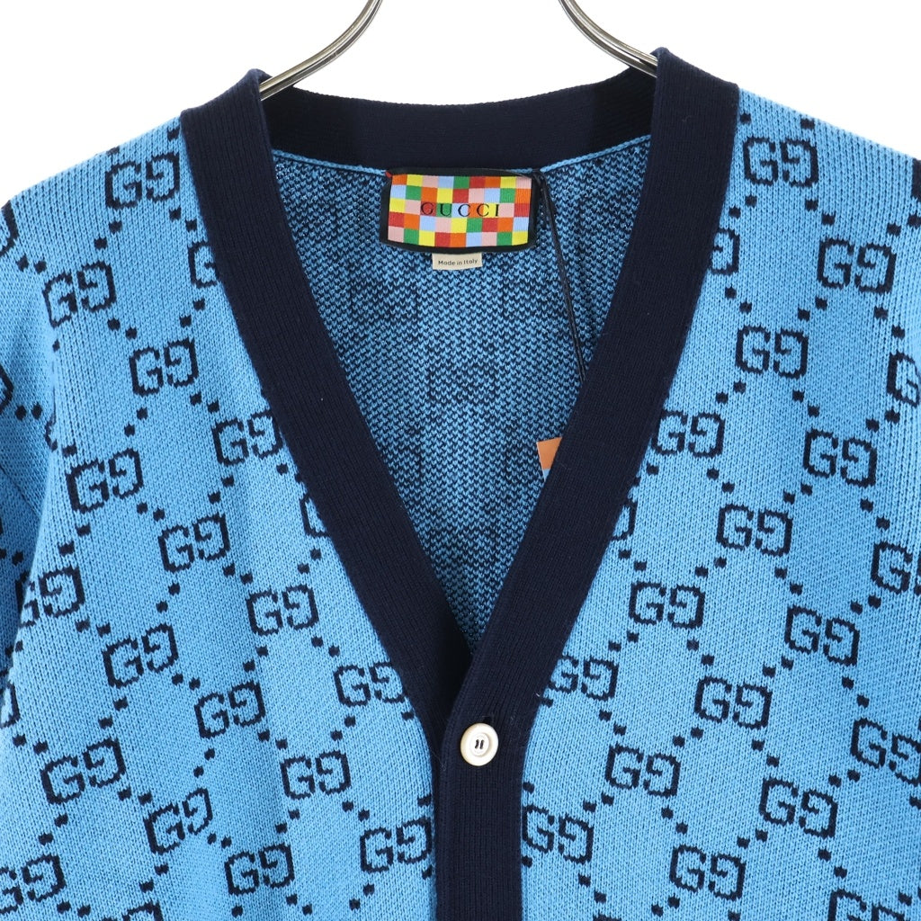 GUCCI(グッチ) GG総柄 長袖ニットカーディガン ブルー 661156 XKBXI