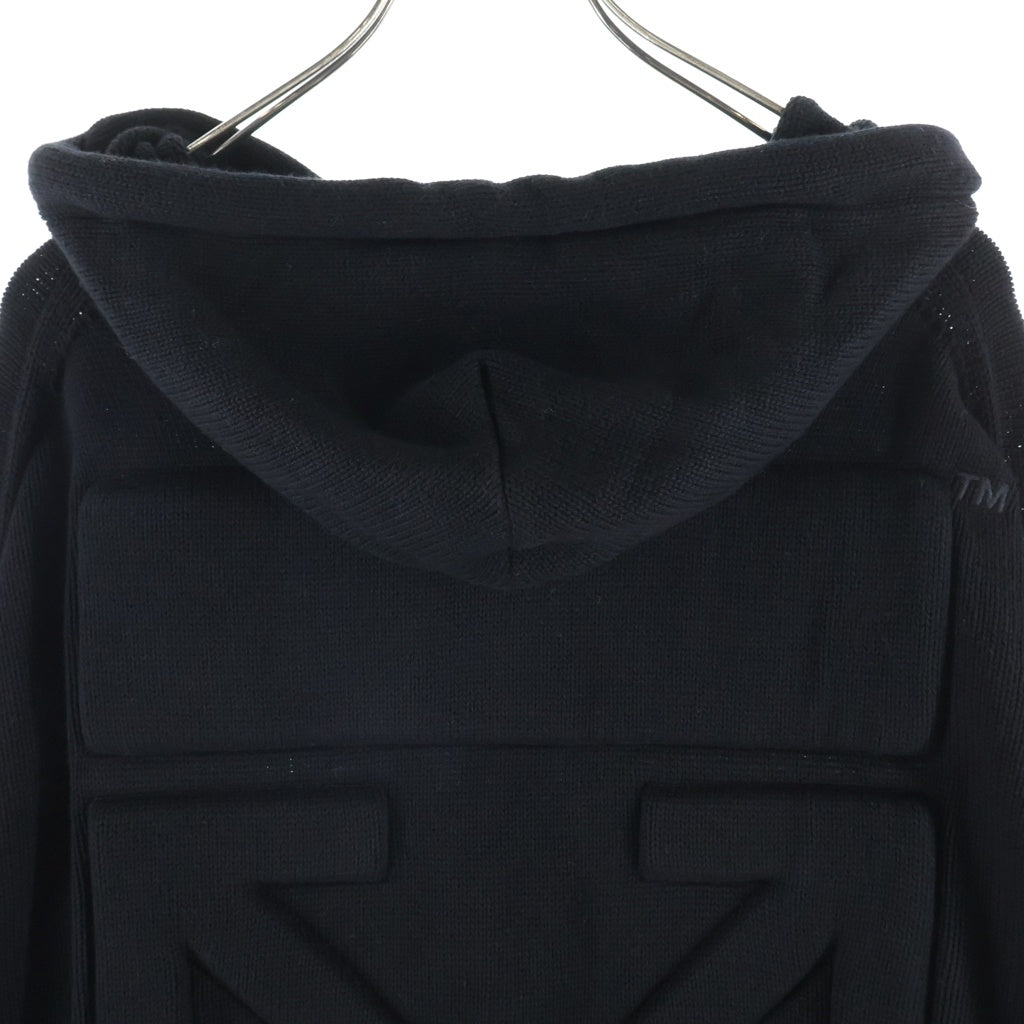 OFF-WHITE(オフホワイト) 3D DIAG KNIT HOODIE ダイアゴナル ニット フーディ バックアローロゴ プルオーバーパーカー ブラック OMHU002S23KNI001