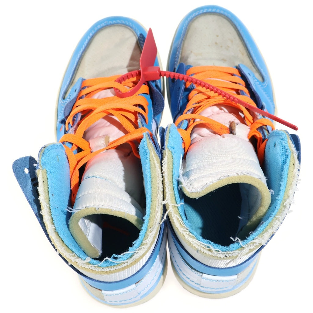 OFF-WHITE(オフホワイト) ×OFF-WHITE AIR JORDAN 1 POWDER BLUE UNC オフホワイト エアジョーダン1 パウダーブルー ハイカットスニーカー ホワイト/ブルー US9.5/27.5cm AQ0818-148