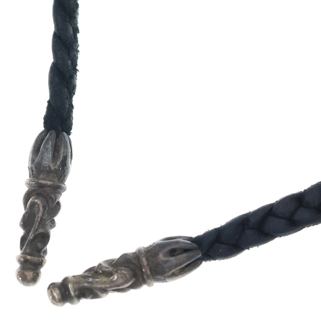 CHROME HEARTS(クロムハーツ) LEATHER BRAID スクロールレザーブレード ネックレス ブラック/シルバー